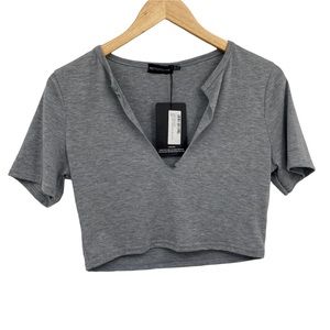 Pretty Little Thing NWT Basic Crop Top Gray